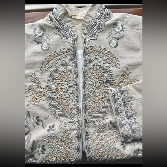 Soft Surroundings Kerala Embellished Natural Beaded Embroidery Jacket Blazer Sml - Picture 6 of 8